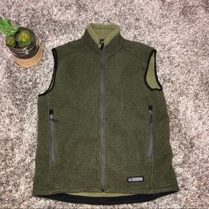 REI Vest Fleece Full Zip Mens M Green Rip Cord
